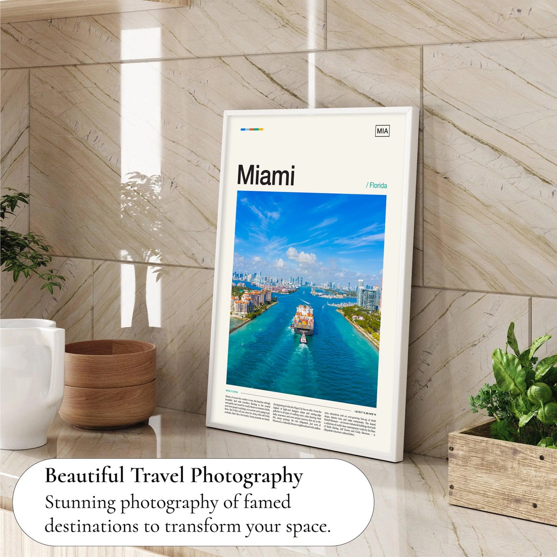 Miami Florida Harbor Container Ship Skyline Blue Water Photo Poster - Image 4