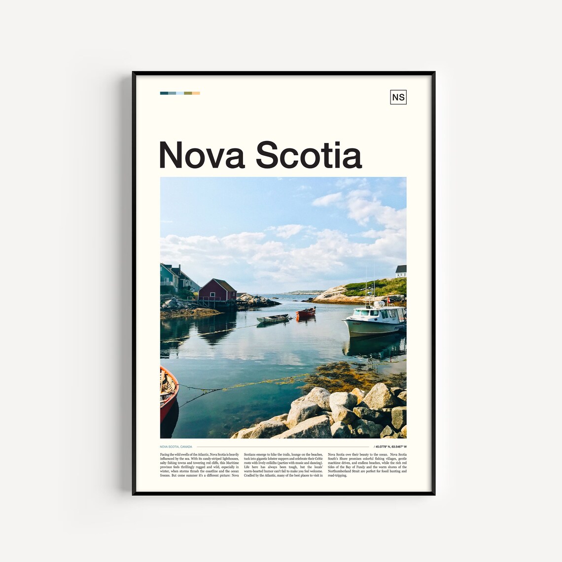 Nova Scotia Canada Fishing Village Cove Boats Rocky Shore Poster
