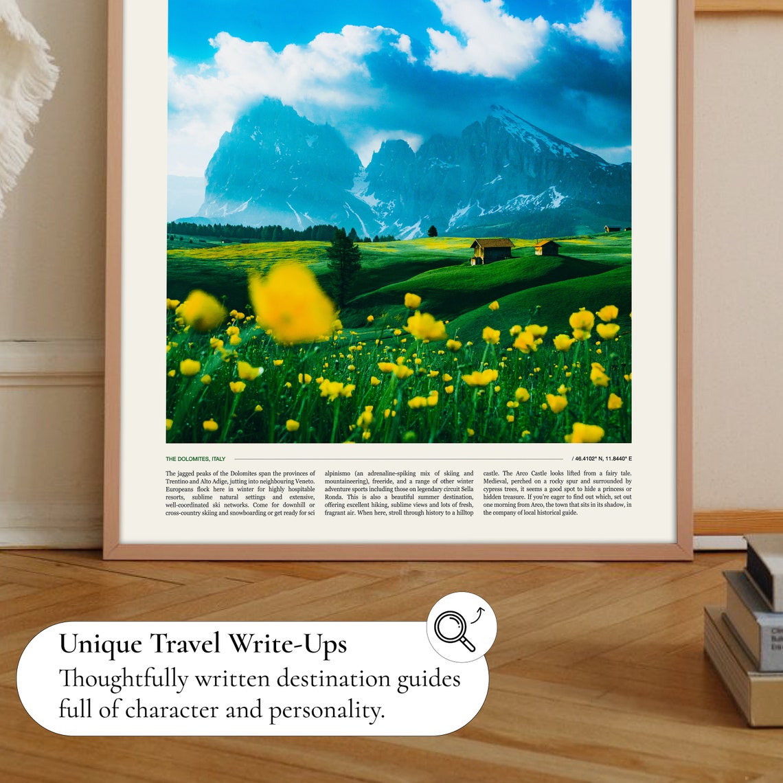 Dolomites Italian Alps Yellow Wildflower Meadow Mountain Poster - Image 2