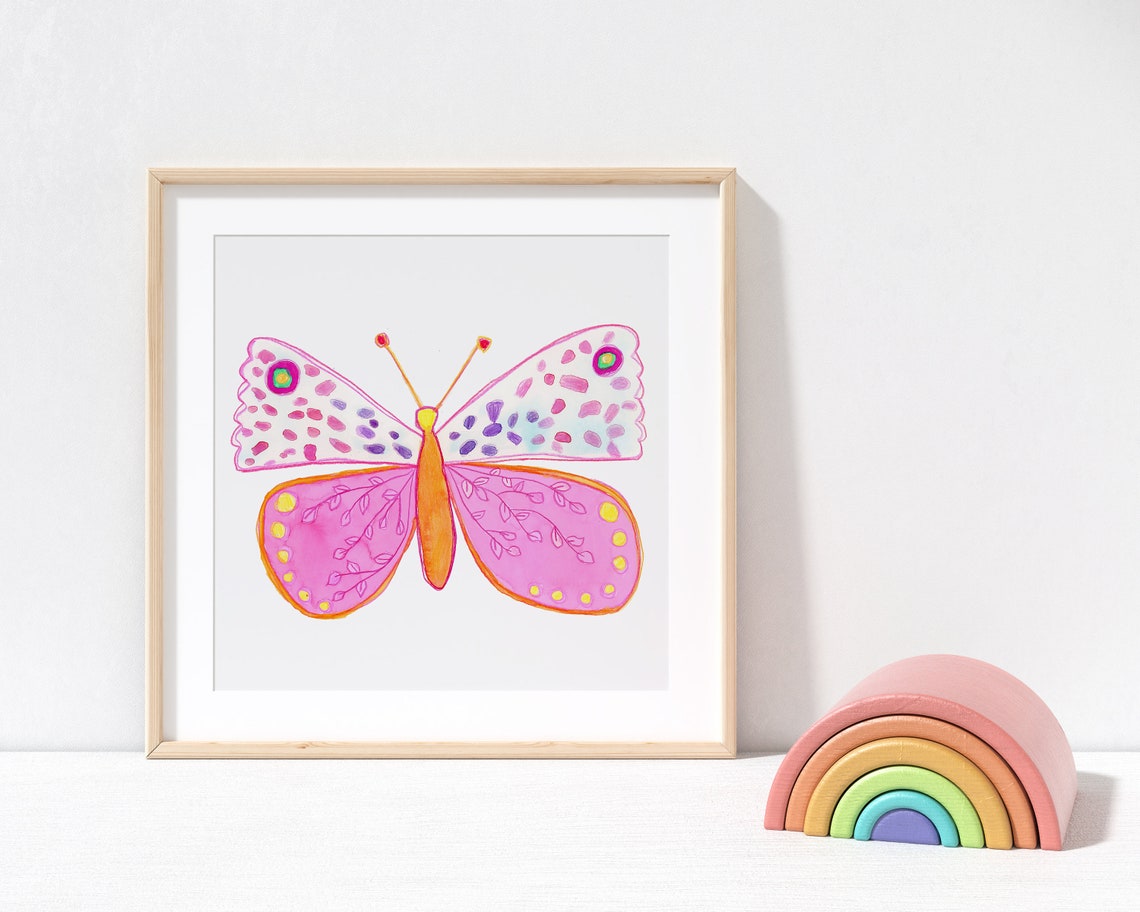 Butterfly Wall Art Decor For Nursery Animals Prints Watercolor Illustration Poster - Image 3
