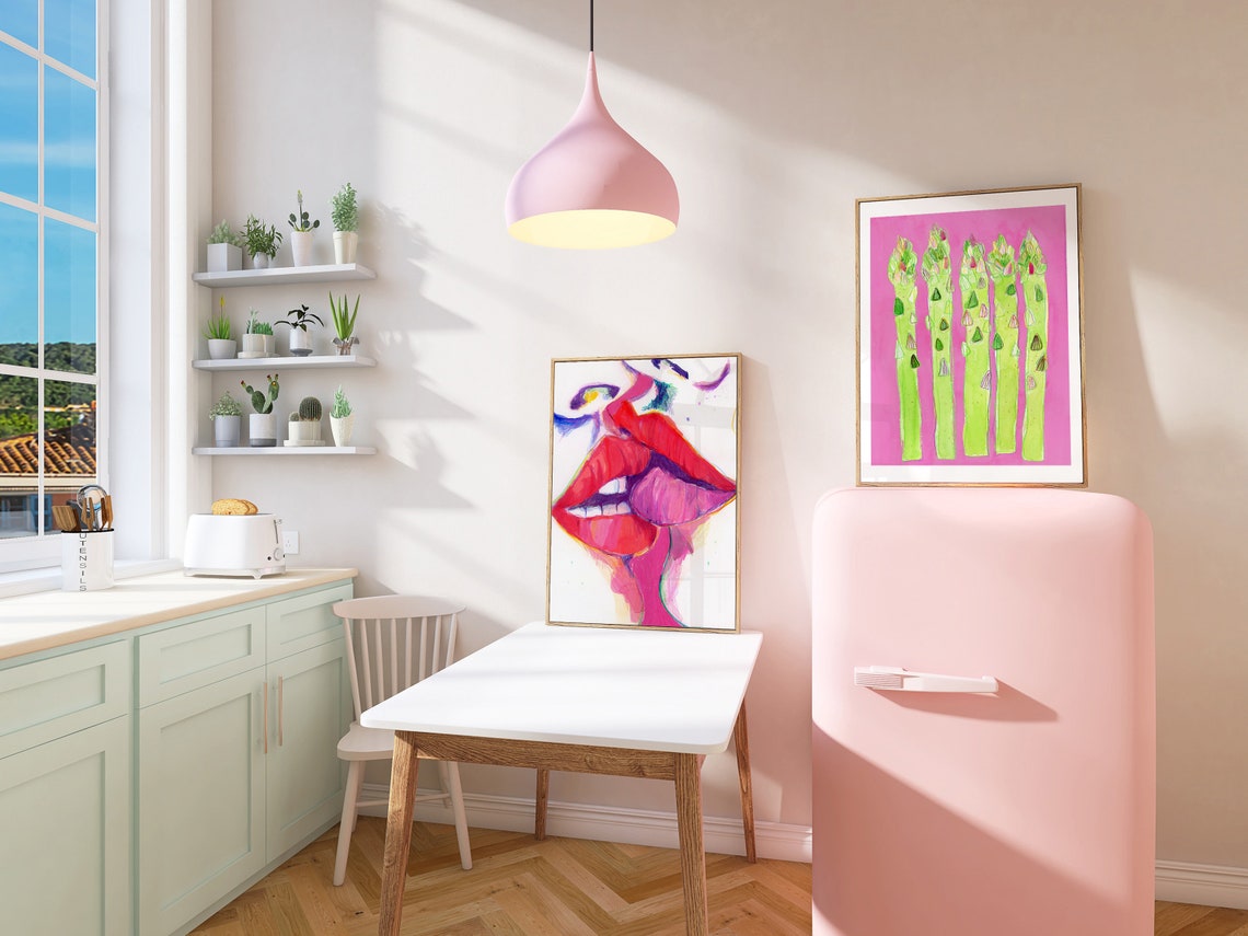 Colorful Painted Lips Close Up Abstract Expressionist Face Poster - Image 2