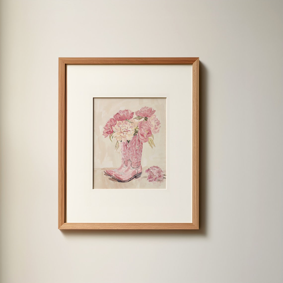 Cowgirl Boots Print Pink Floral Baby Girl Western Nursery Art Teen Girl Wall Art Country Dorm Room Poster - Image 2