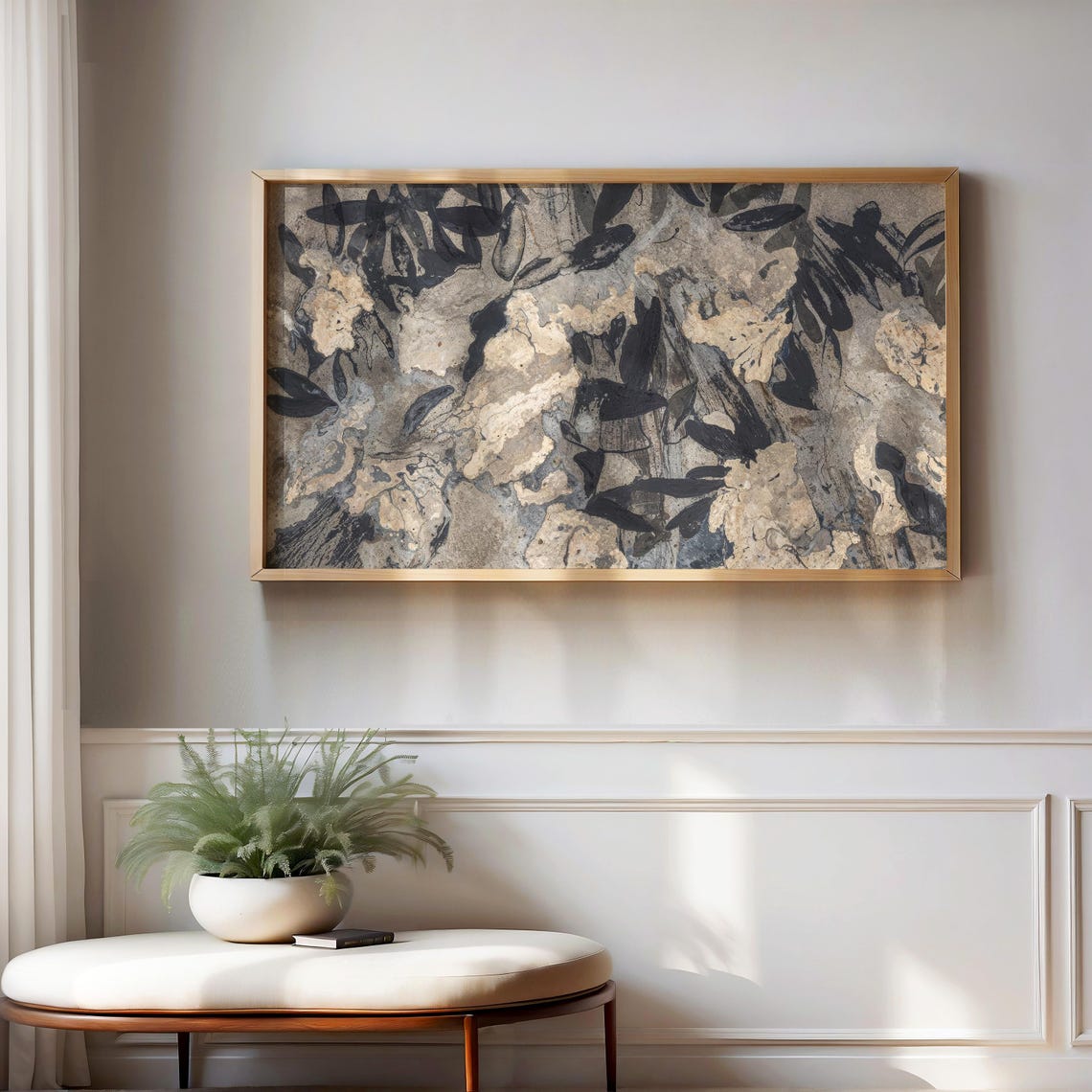 Dark Botanical Ink Wash Abstract Floral Moody Elegant Wall Art - Image 4