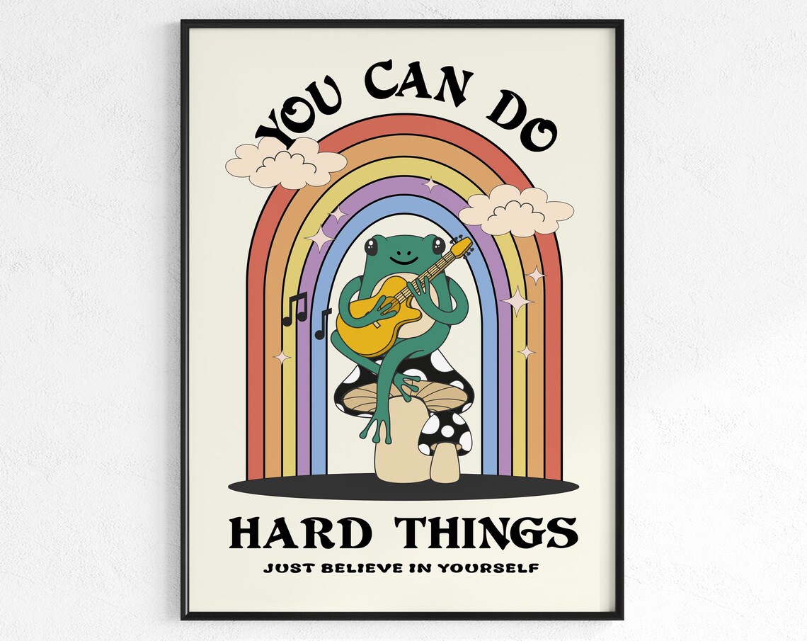 You Can Do Hard Things Retro Motivation Poster
