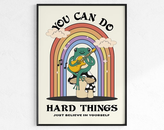 You Can Do Hard Things Retro Motivation Poster
