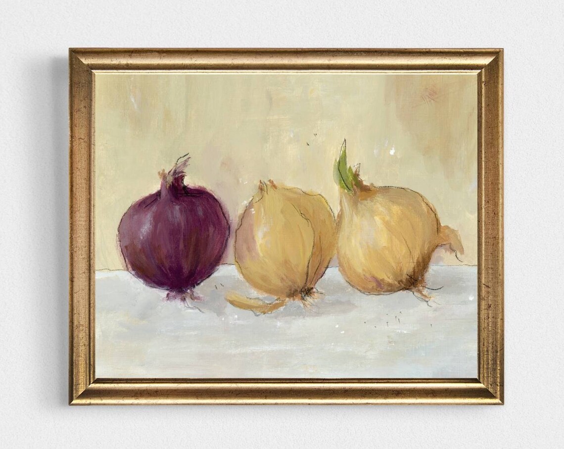 Oil Painting Still Life Onion Kitchen Wall Art