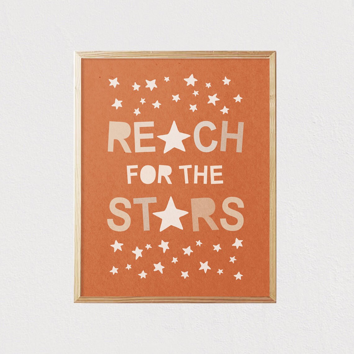 Reach For The Stars Terracotta Starry Quote Kids Room Poster