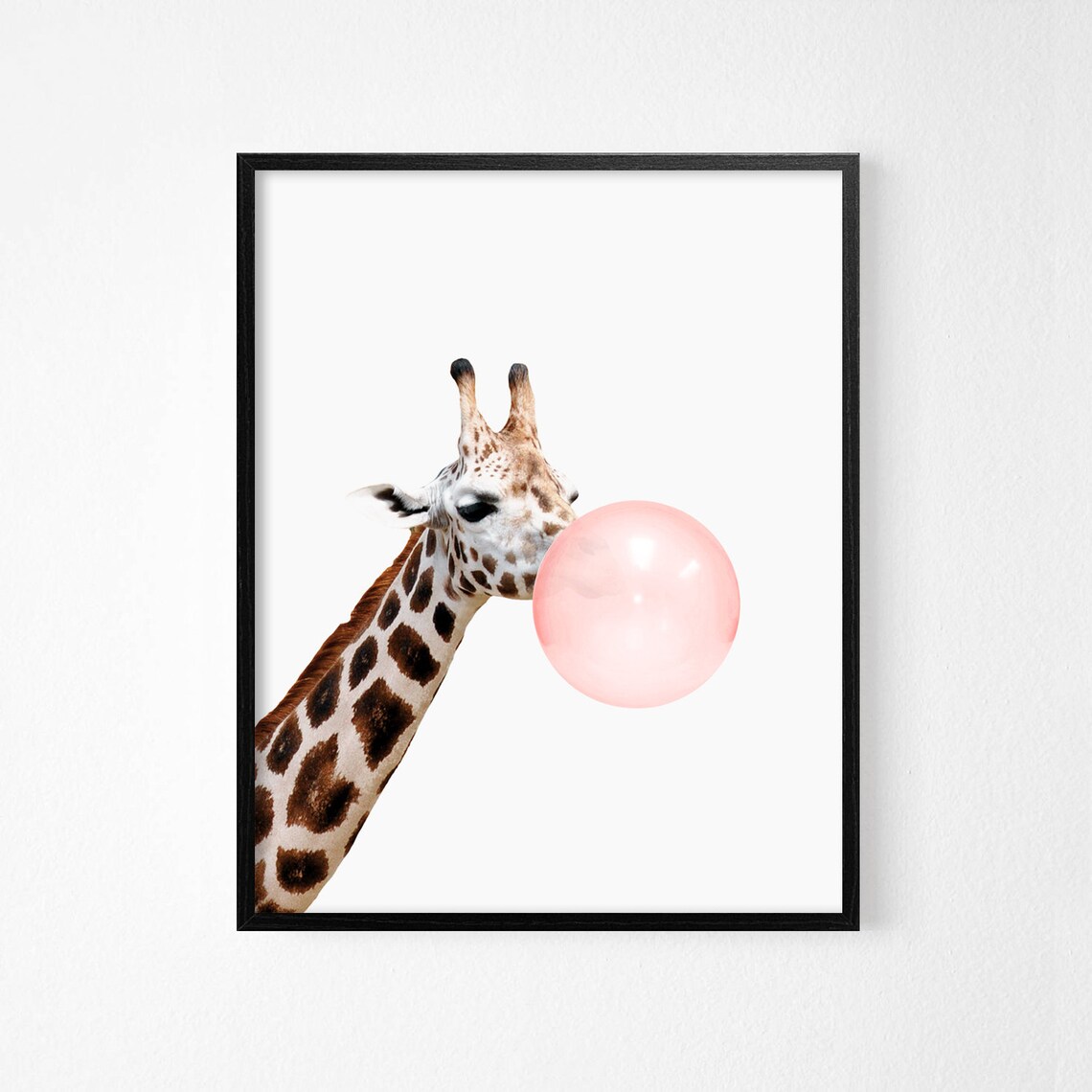 Giraffe Bubble Gum Funny Kids Nursery Art Print