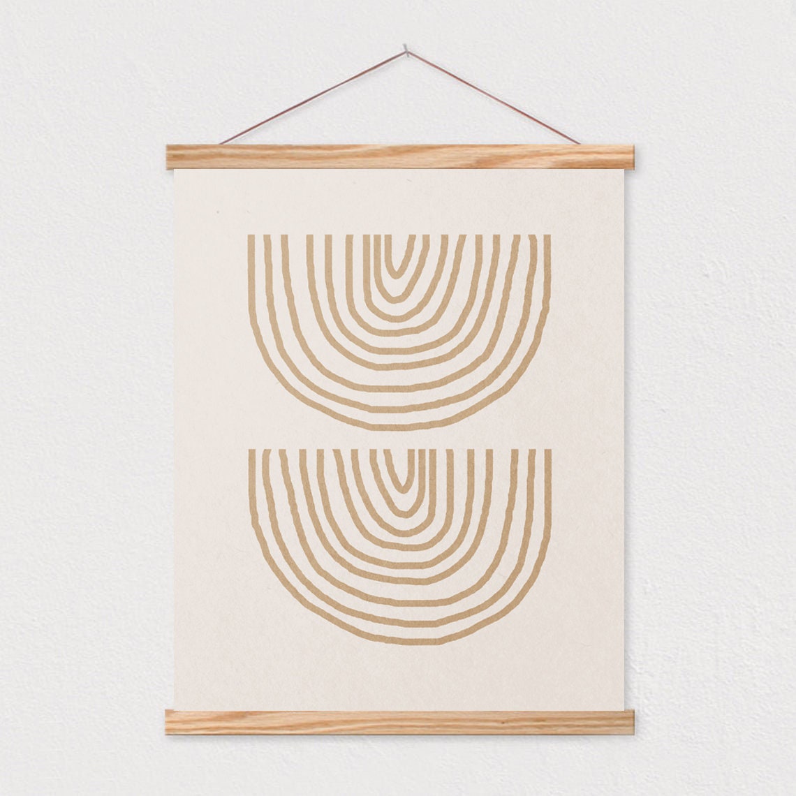 Double Tan Arch Lines Mirrored Rainbow Mid Century Wall Poster - Image 2