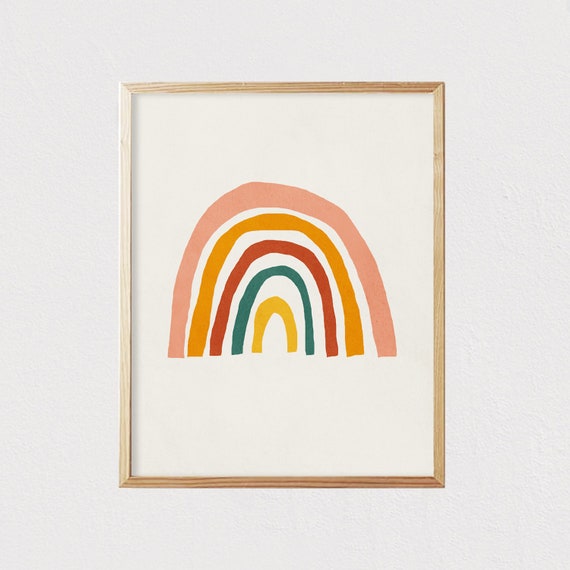 Rainbow Mid Century Modern Kids Wall Art Childrens Wall Art Kids Room Decor Nursery Room Interior Decor 16x20