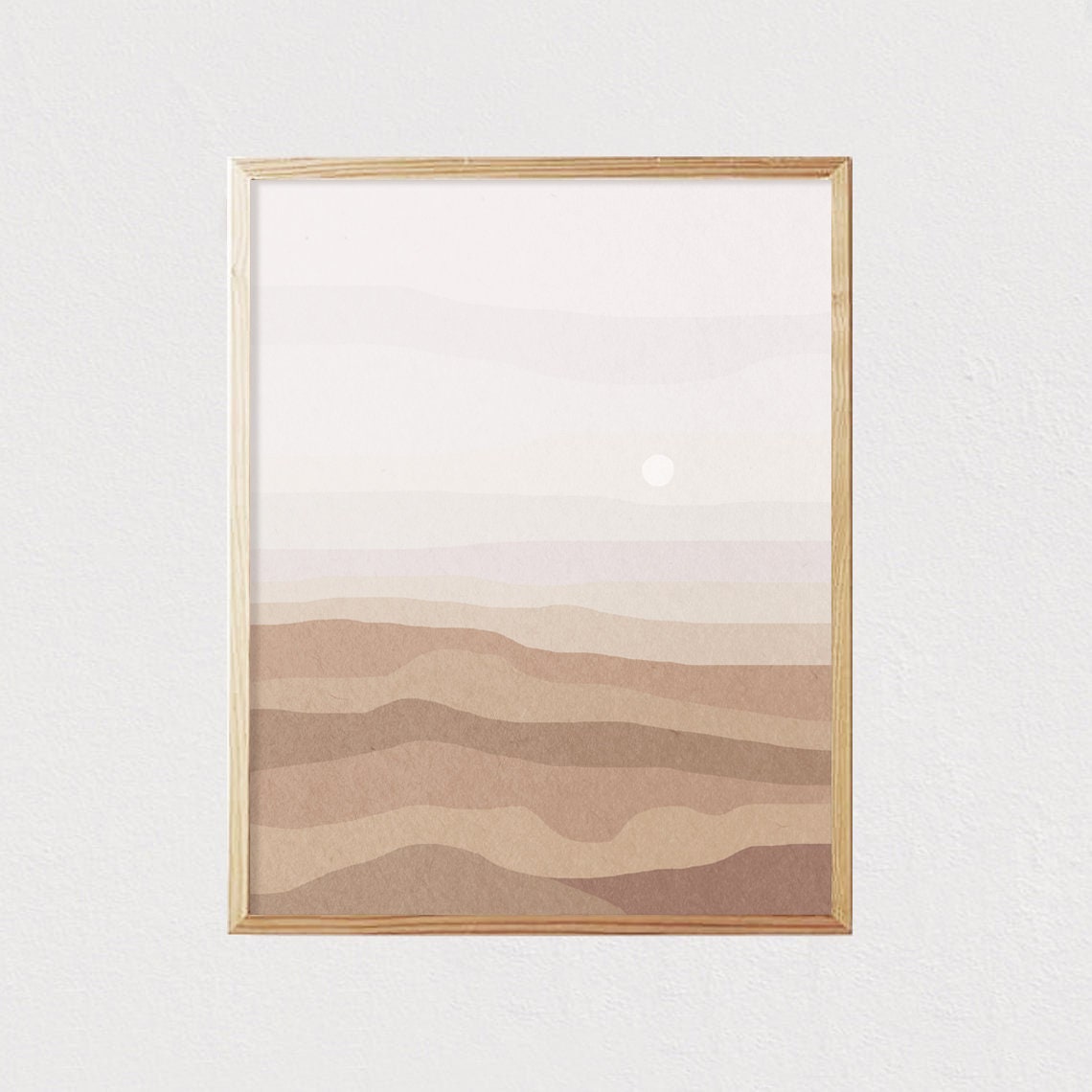 Soft Neutral Layered Ocean Waves Minimalist Calm Artwork Poster
