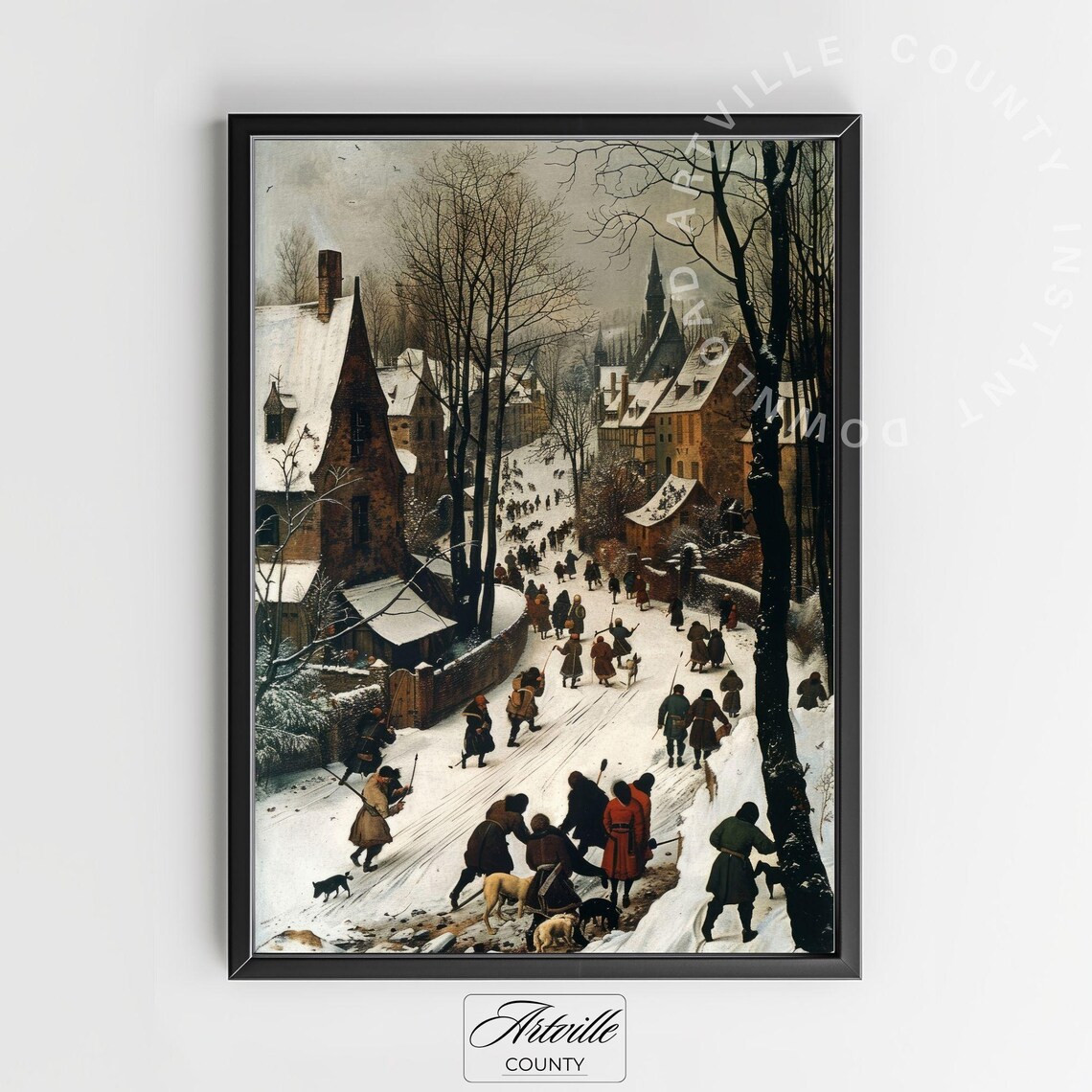 Bruegel Style Winter Village Snowy Flemish Old Master Poster - Image 2