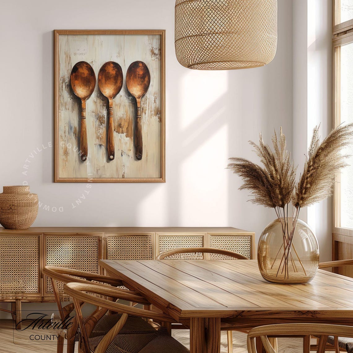 Copper Spoons Rustic Kitchen Vintage Farmhouse Utensil Painting Poster - Image 2