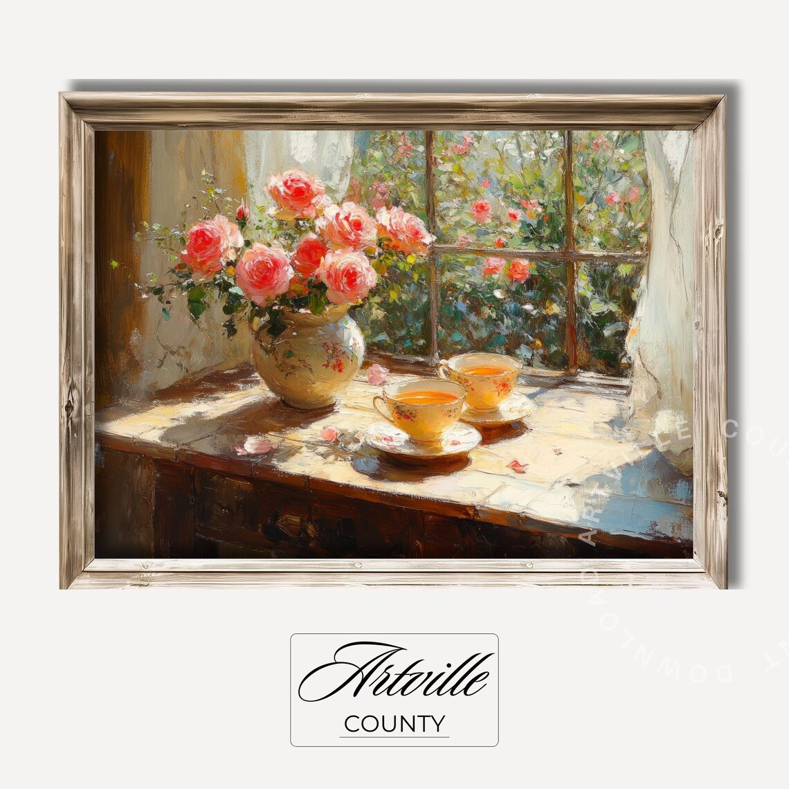 Roses And Teacups Vintage Still Life Art Print