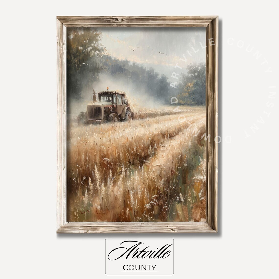 Rustic Tractor Painting Farmhouse Autumn Farm Print