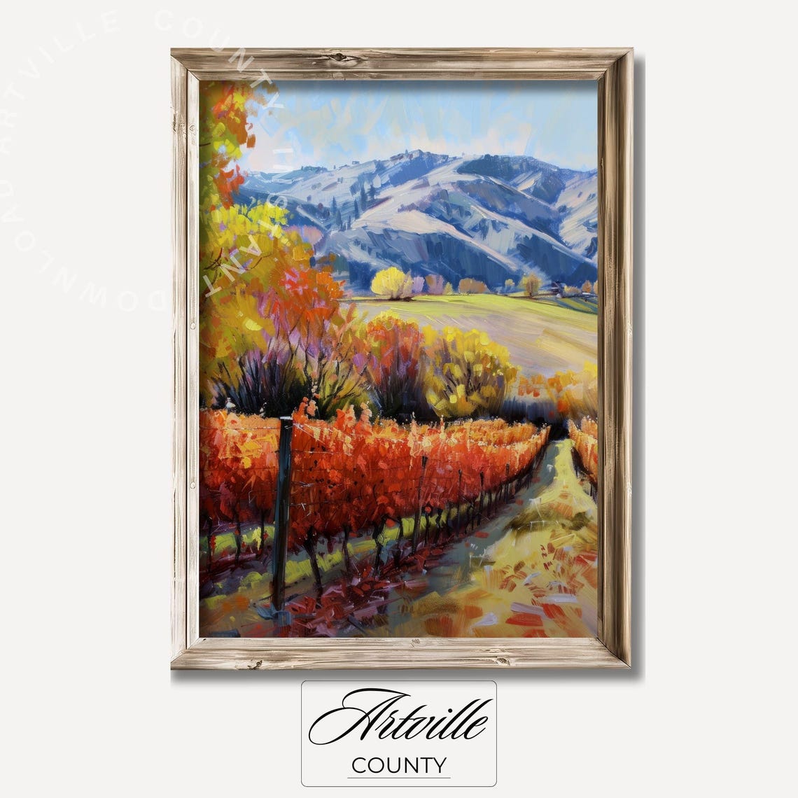 Red Autumn Forest Landscape Artwork Warm Fall Bedroom Decor Poster - Image 5
