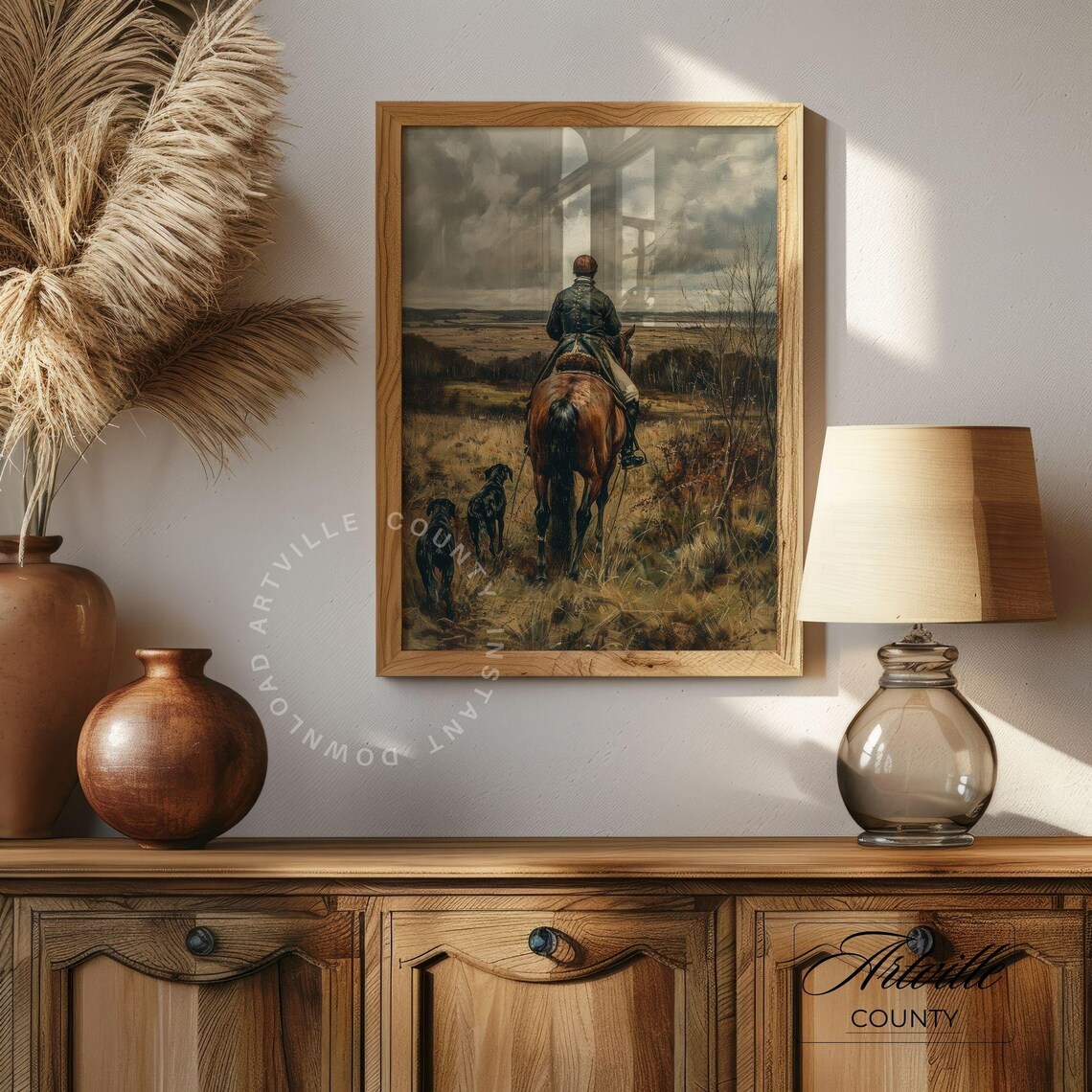 Vintage Hunting Art, Horse and Hunting Dog Print - Image 3