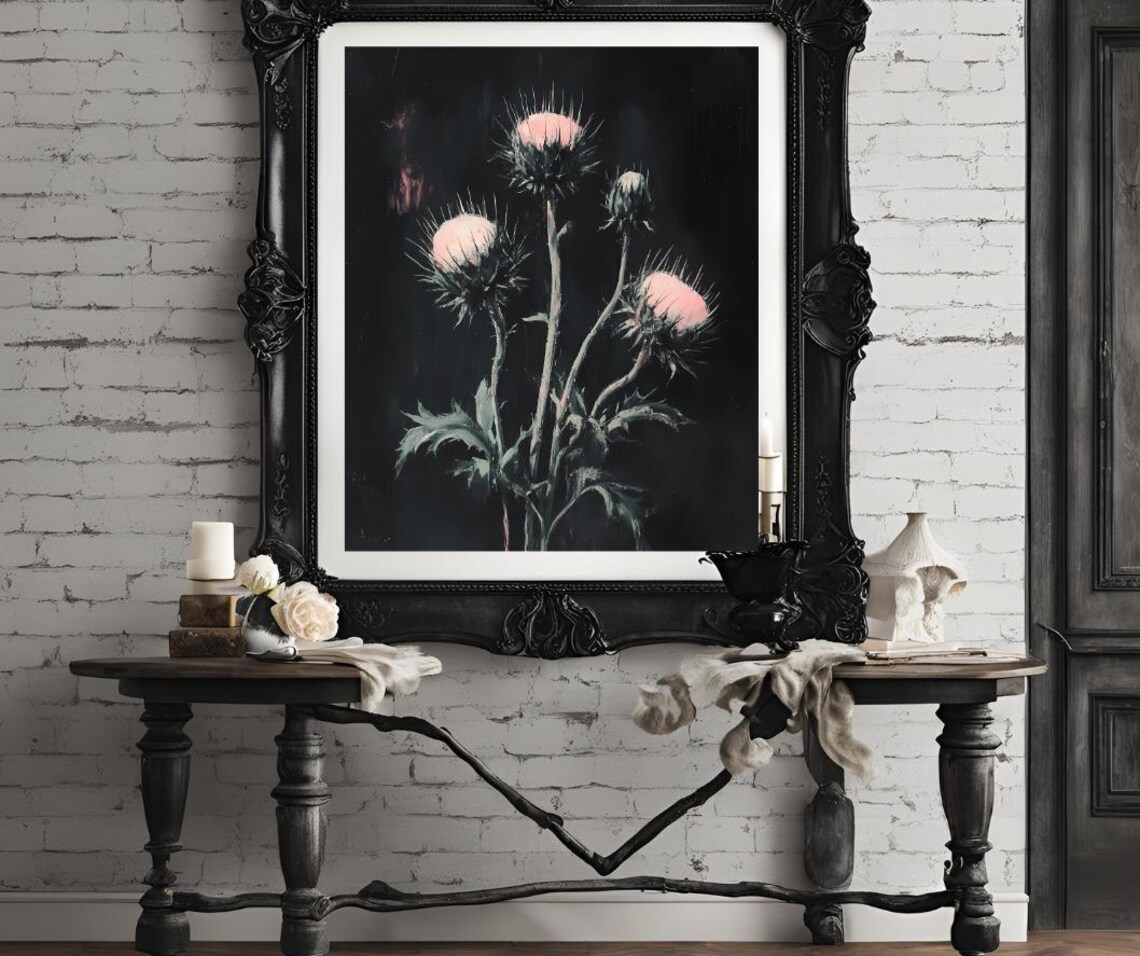 Thistle Art Print, Dark Academia Botanical Decor - Image 4