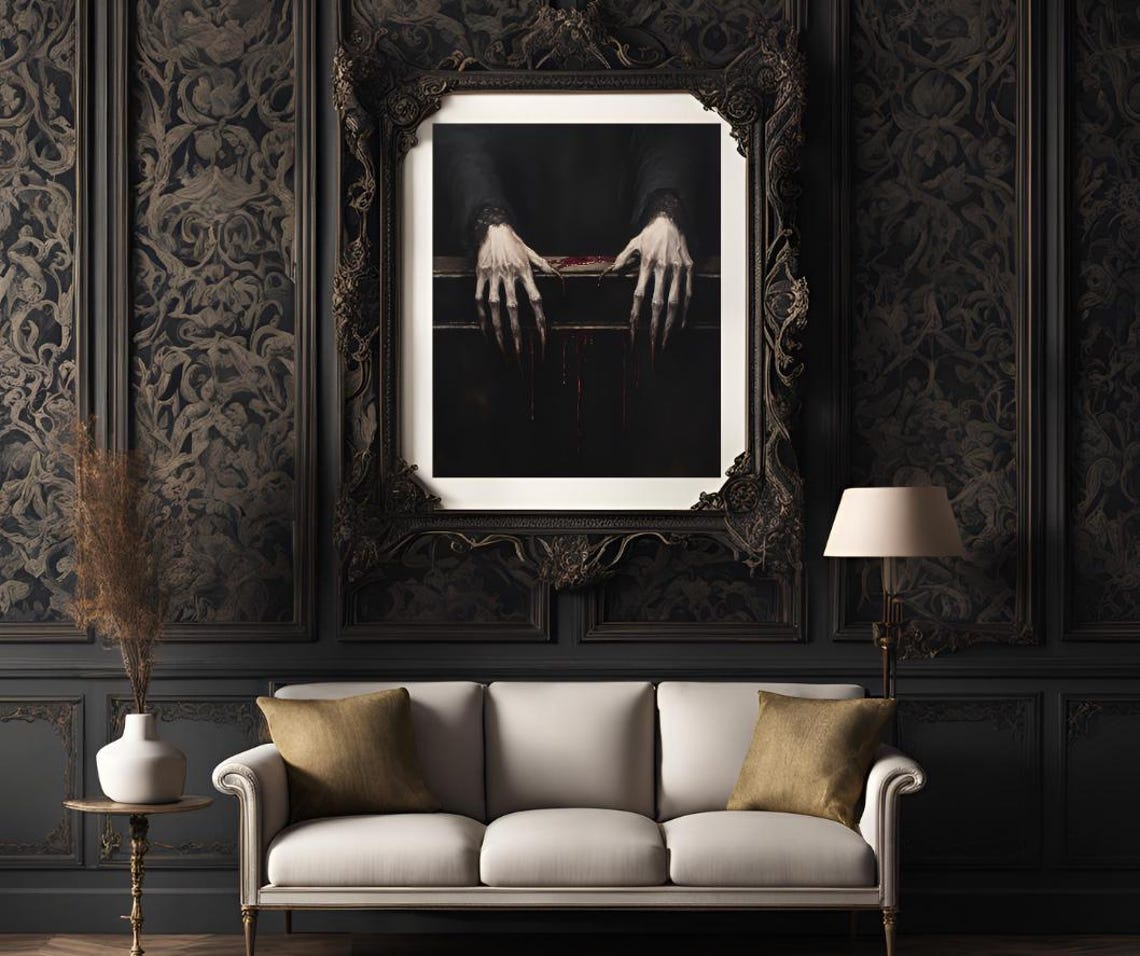Vampire Clawed Hands Gripping Coffin Edge Dripping Blood Poster - Image 3