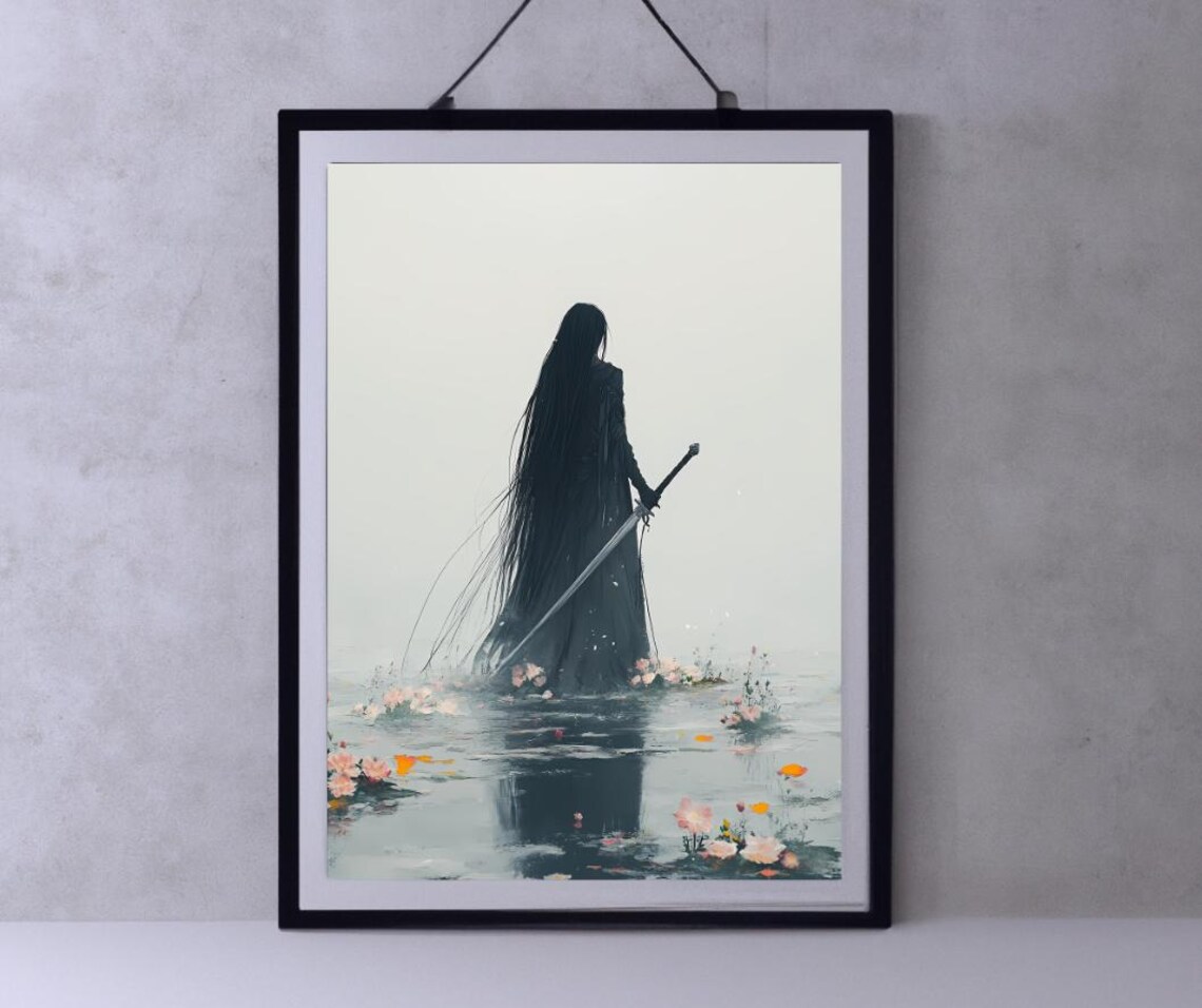 Female Knight Goth Moody Wall Art Poster
