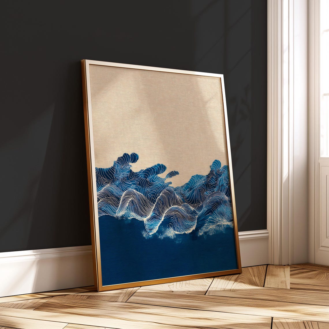 Abstract Line Wave Ocean Minimalist Japanese Zen Japandi Art Print
