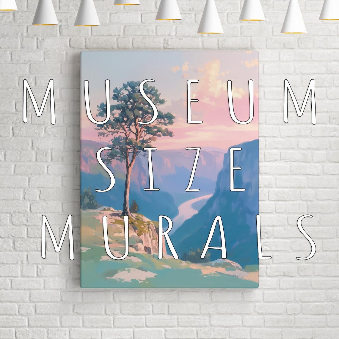 Lone Pine Tree On Cliff Overlooking River Valley At Sunset Poster - Image 3