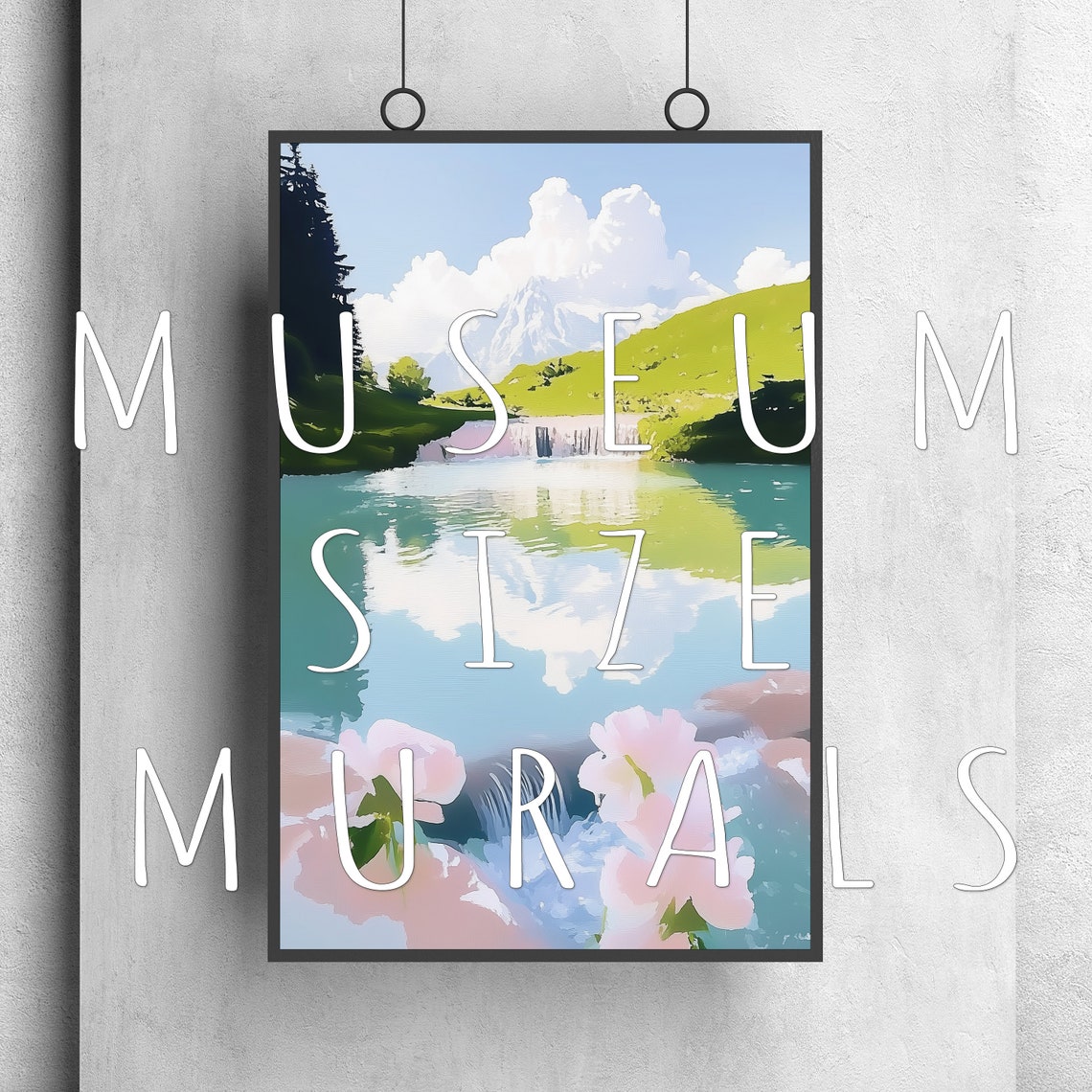 Mountain Lake Waterfall Reflection Alpine Meadow Nature Poster - Image 3