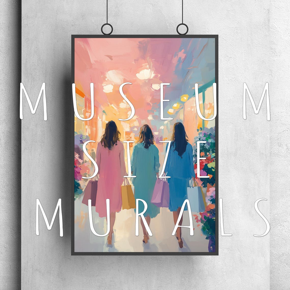 Three Women With Shopping Bags Walking Through A Bright Mall Poster - Image 3