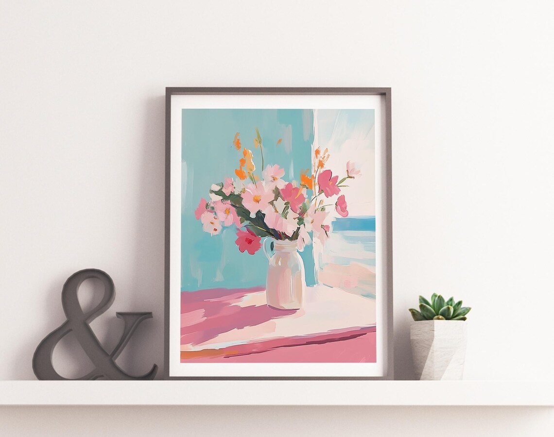 Flower Vase Art Dreamy Art Print Bokeh Art Print Pastel Flower Vase Window Flower Art Artistic Flower Vase Painting Cozy Home Artwork - Image 4