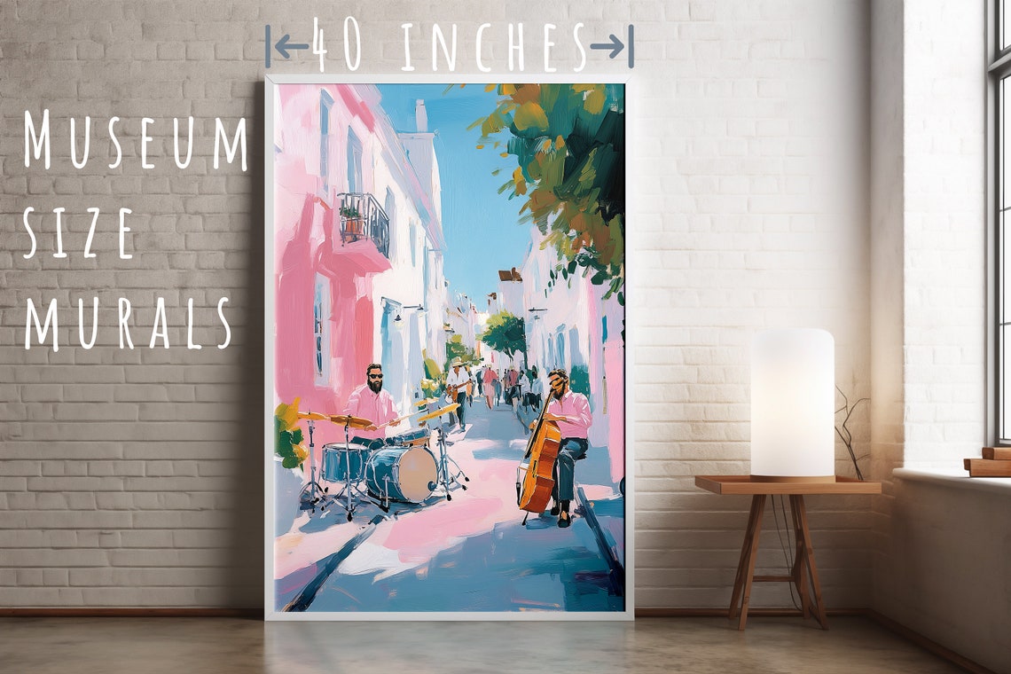Melody Pastel Jazz Band Art Festival Wall Decor Urban Music Art Room Bourbon Street Musicians Jazz Festival Poster - Image 5