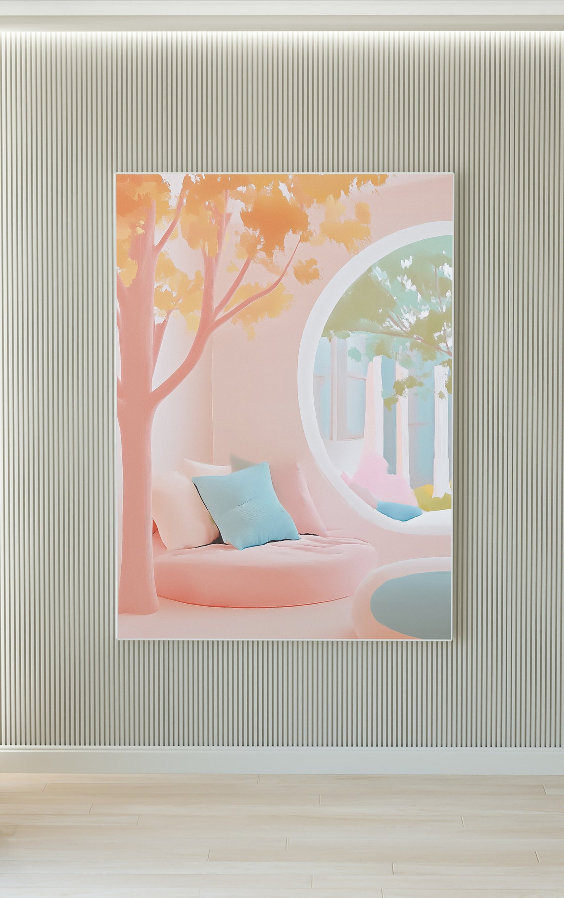 Pastel Pool Living Room Dreamy Living Room Teenage Room Decor Dreamy Aesthetic Quirky Illustration Gouache Painting Dopamine Decor - Image 4