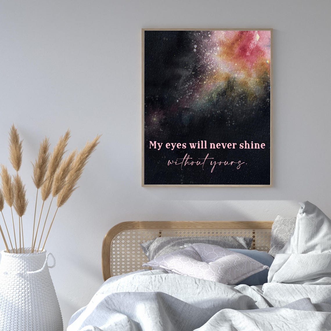 Watercolor Starry Night Romantic Love Quote Art