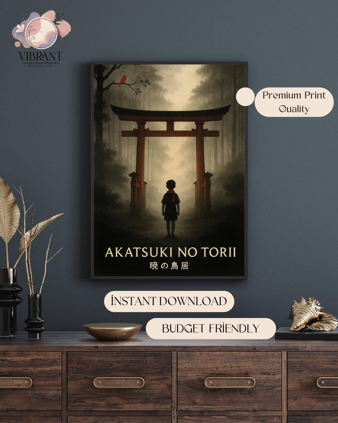 Akatsuki No Torii Japandi Art Print, Zen Forest Scene - Image 5