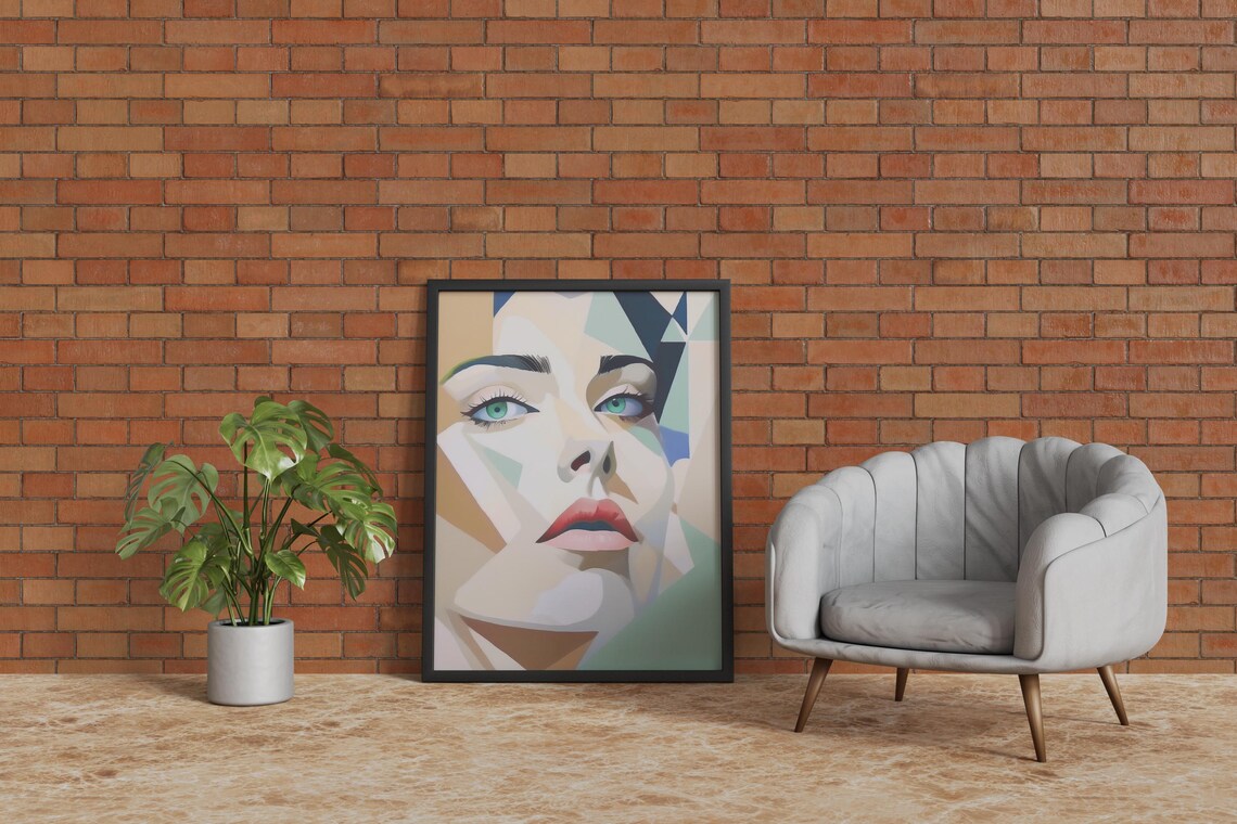 Abstract Geometric Woman Portrait, Boho Style - Image 5