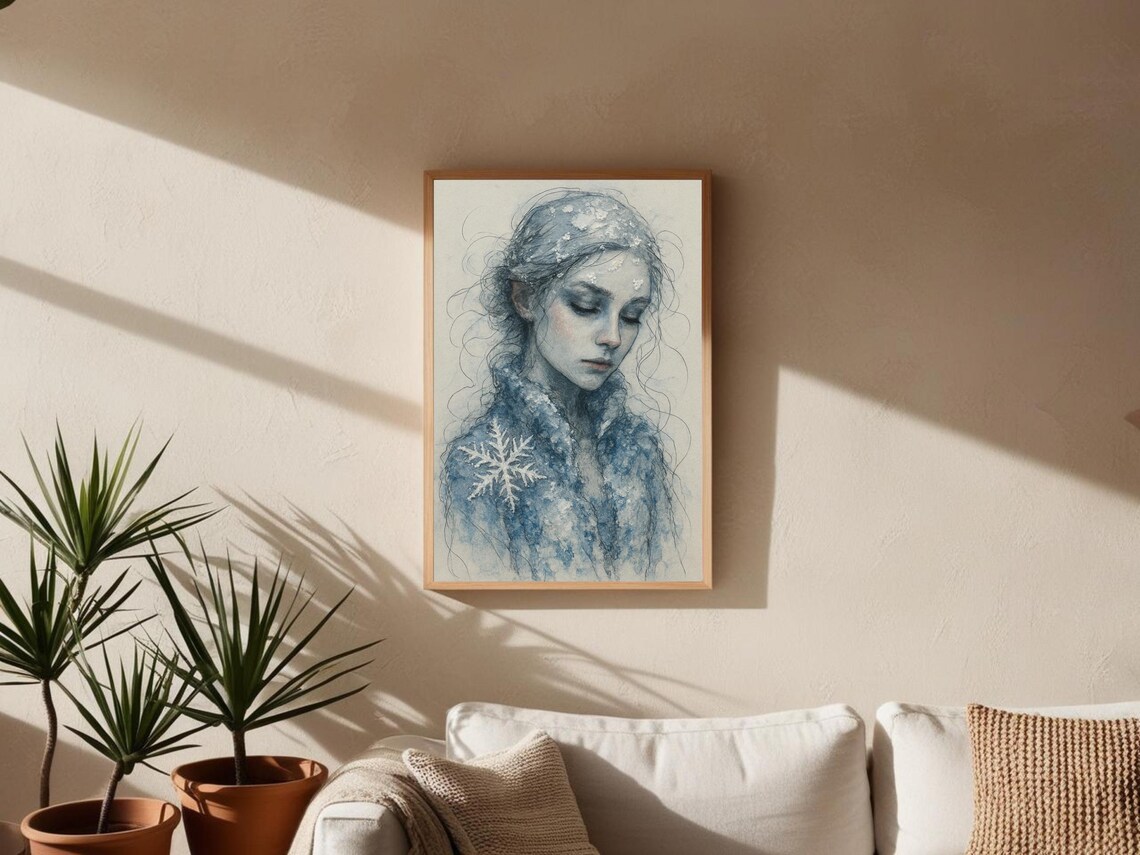 Winter Woman Portrait, Renaissance Style Artwork - Image 2