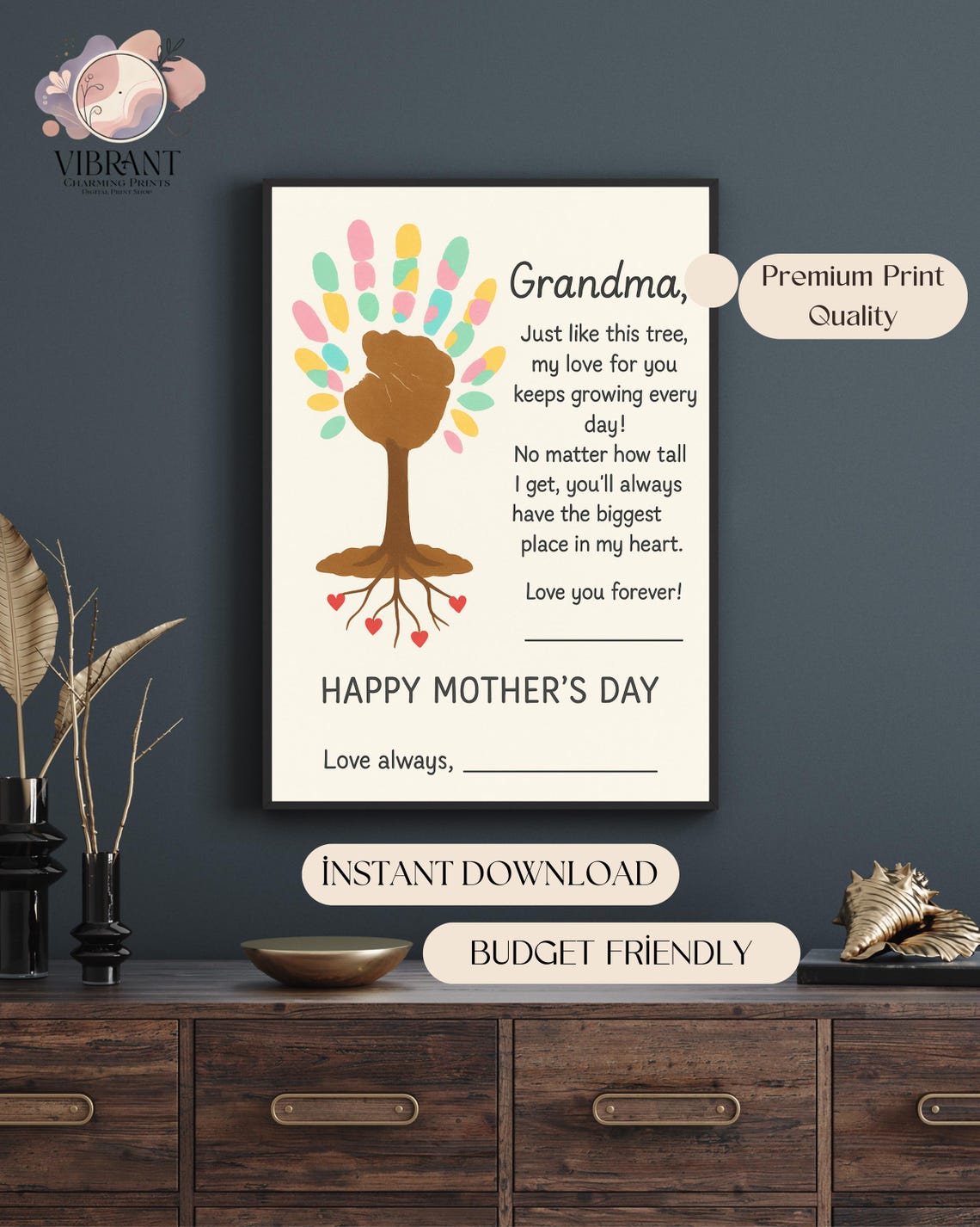 Grandma Handprint Tree, Mother's Day Gift - Image 5