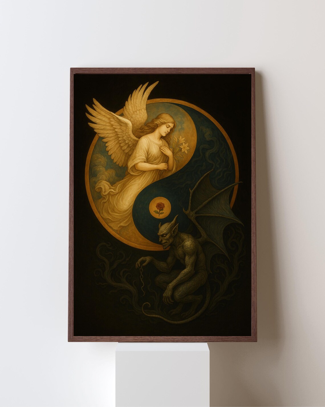 Angel And Demon Yin Yang Spiritual Duality Art Print