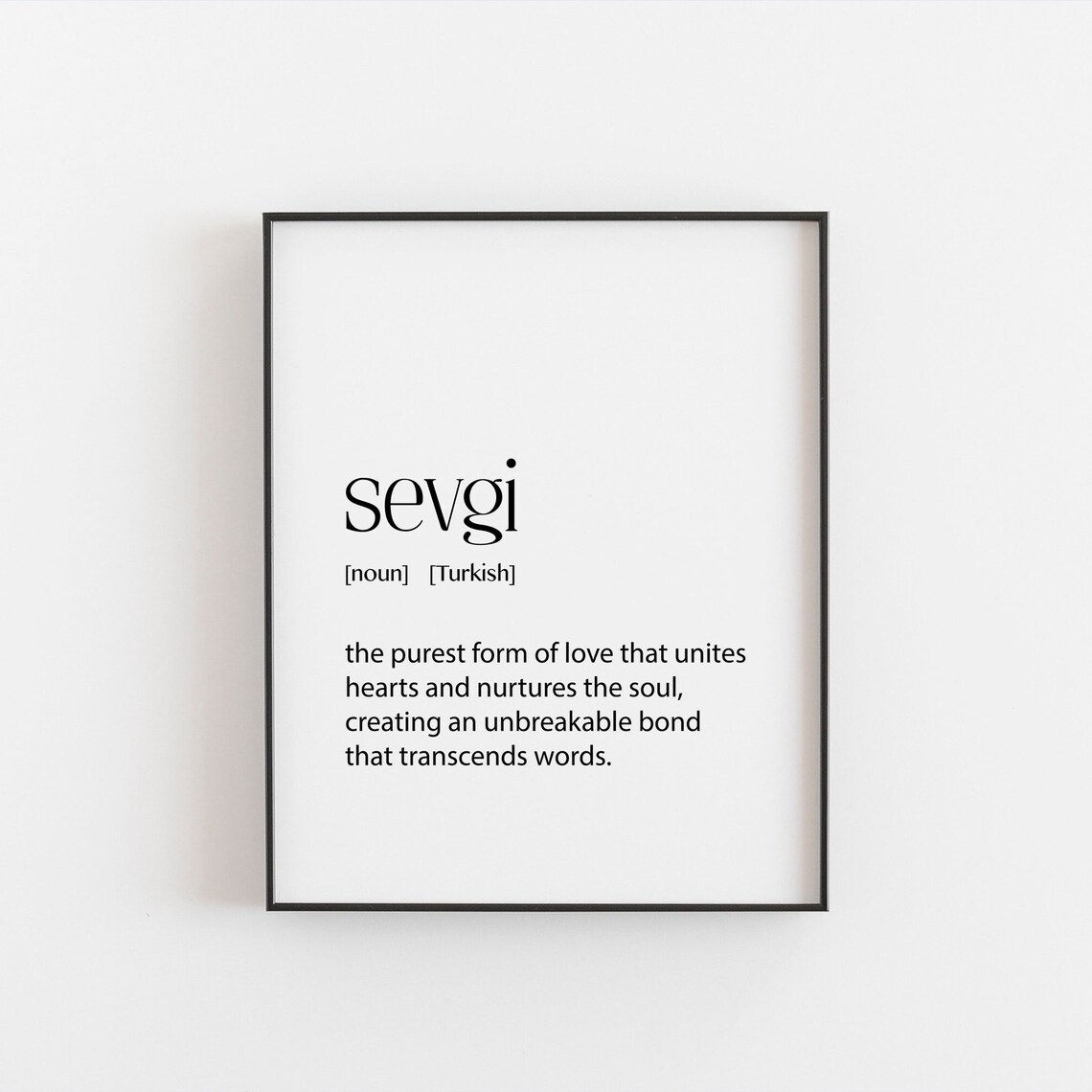 Sevgi Turkish Definition Poster of Purest Love Minimalist Art