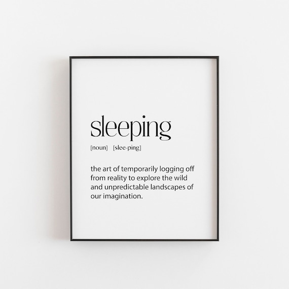 Sleeping Definition Funny Bedroom Quote Minimalist Dictionary Art Poster