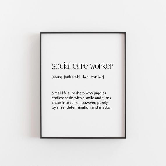 Social Care Worker Definition Art Print, Office Decor