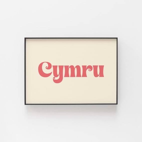 Cymru Retro Word Art Pink Stylish Welsh Pride Home Decor Poster