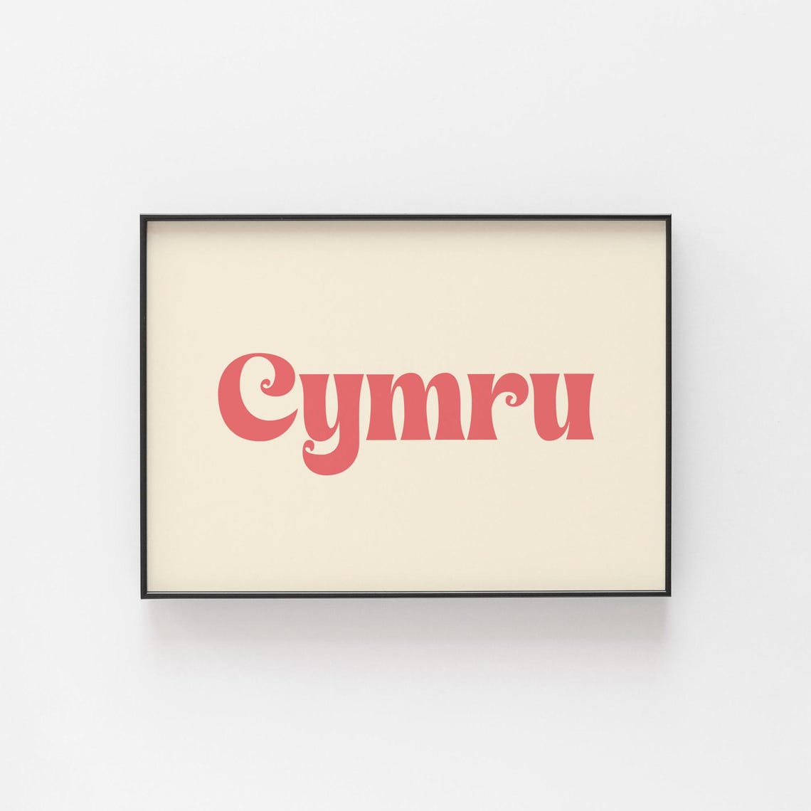 Cymru Retro Word Art Pink Stylish Welsh Pride Home Decor Poster