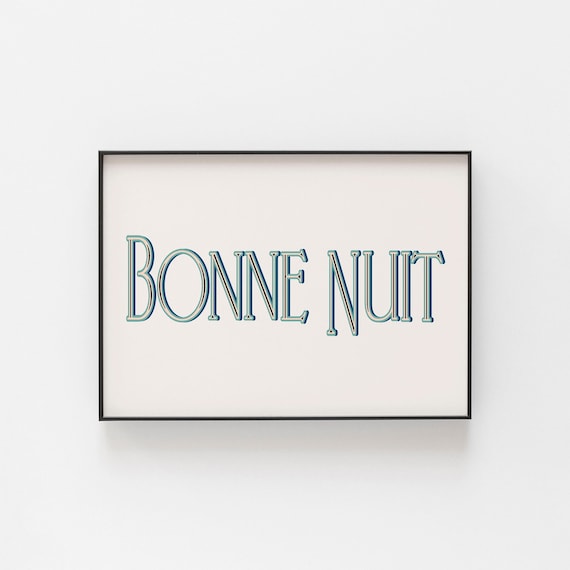 Bonne Nuit French Bedroom Art Print, Elegant Decor