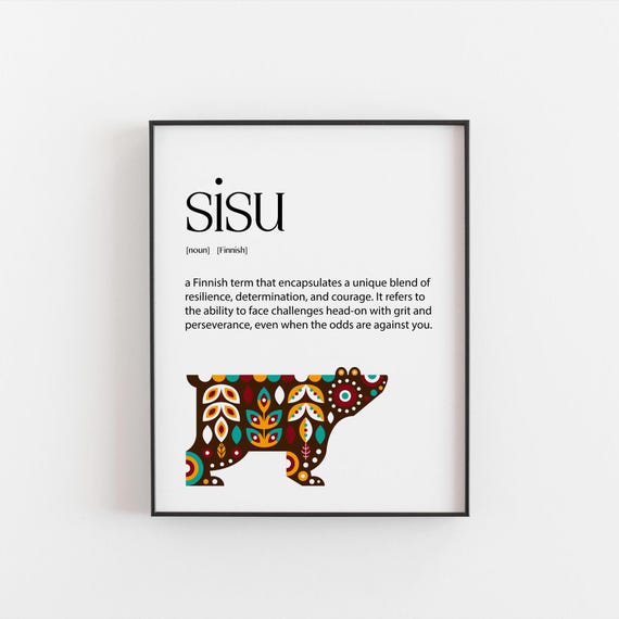 Sisu Scandinavian Word Art Print, Swedish Word