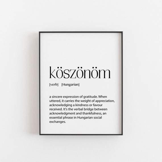 Hungarian Art Definition Print, Thank You Words