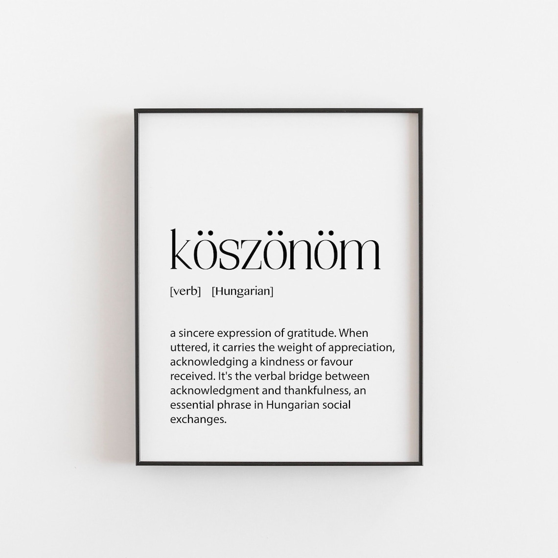 Hungarian Art Definition Print, Thank You Words