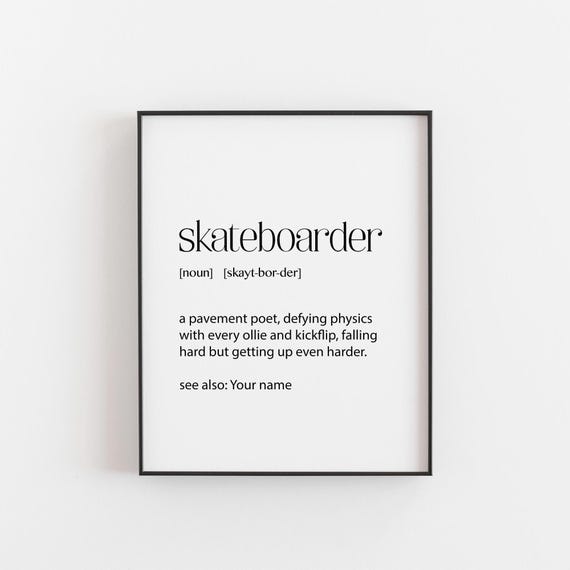 Personalised Skateboarder Print Custom Name Wall Art Perfect Gift For Skateboarding Decor Kids Room Or Gym Dude