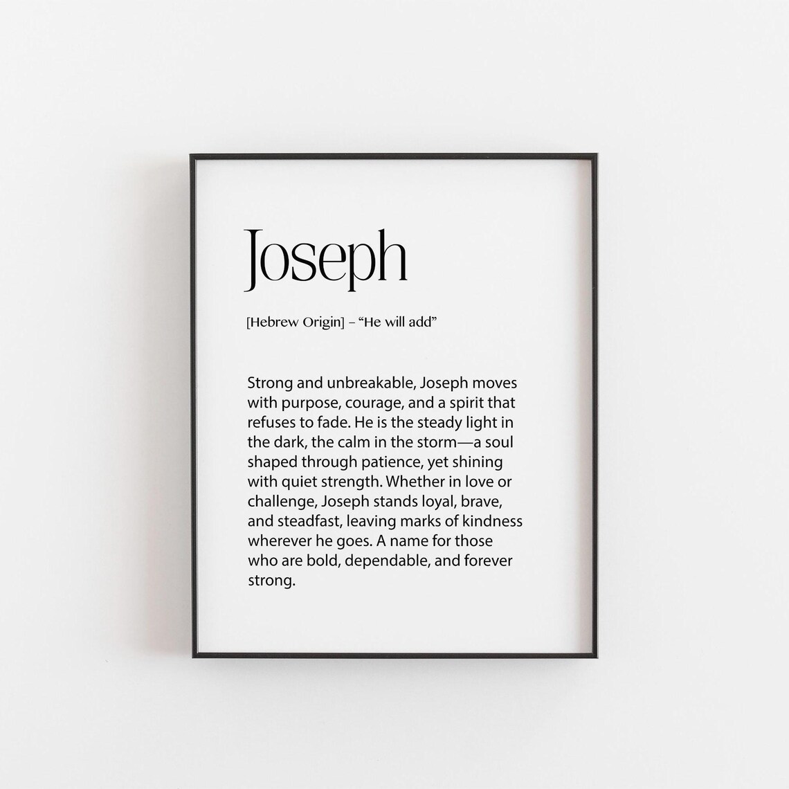 Joseph Name Meaning Print, Hebrew Origin Typography
