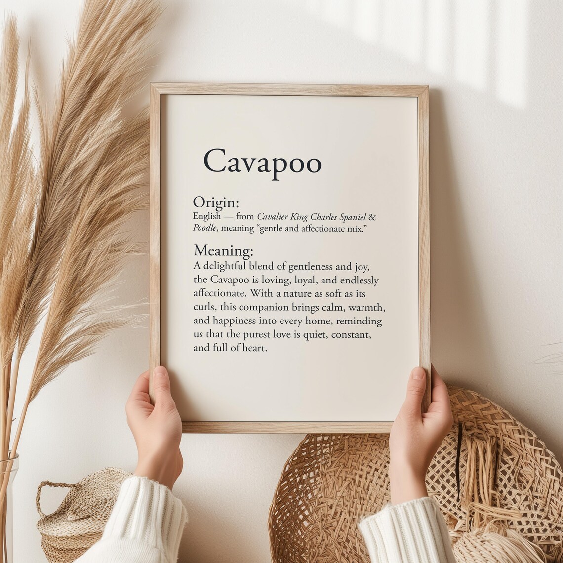 Cavapoo Definition Art Print, Dog Lover Decor