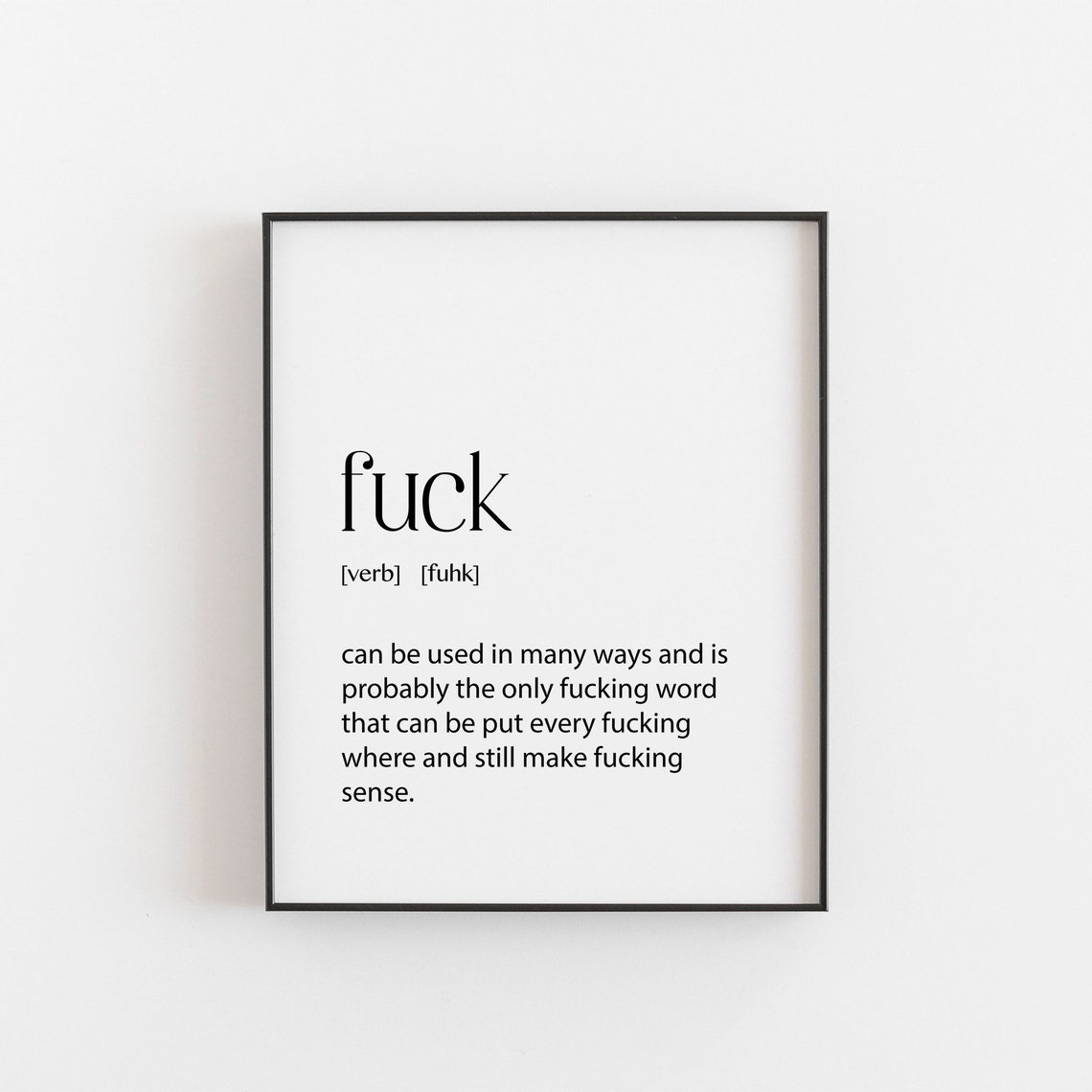 Funny F Word Dictionary Definition Black White Typography Poster